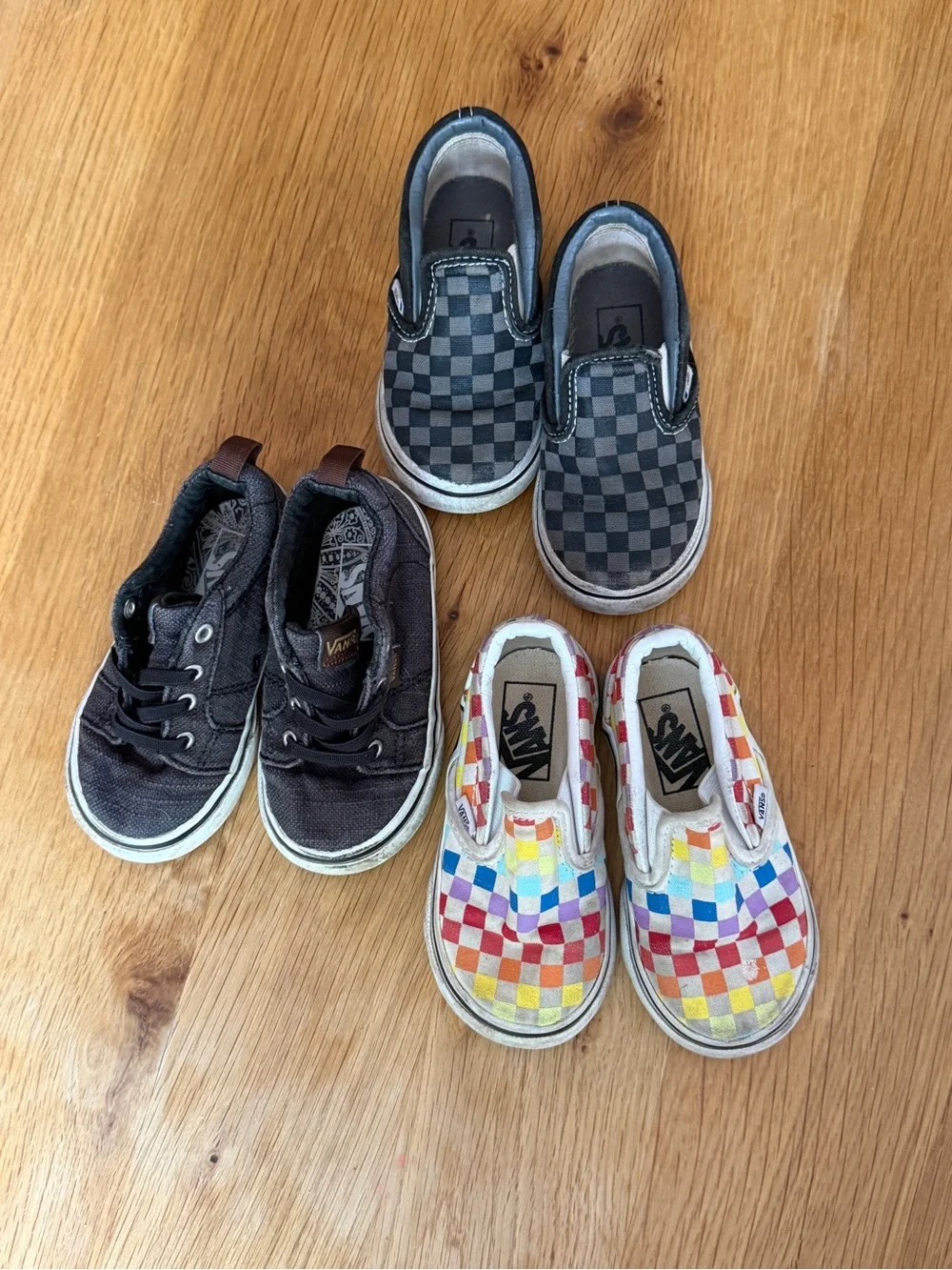 Vans Kids Checkerboard Slip-On and Lace Sneakers Set - Black & Multicolor